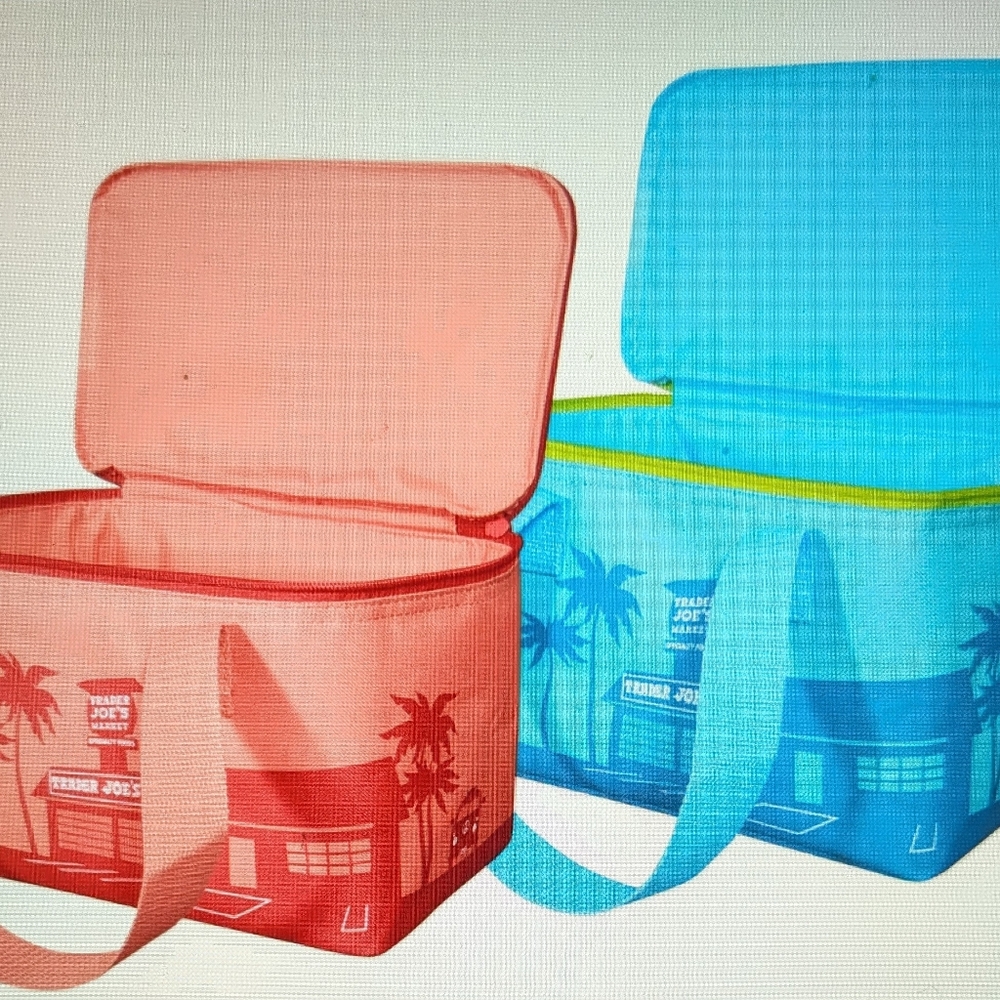 Traders Joe’s Blue & Peach Mini Insulated Cooler Tote Bag